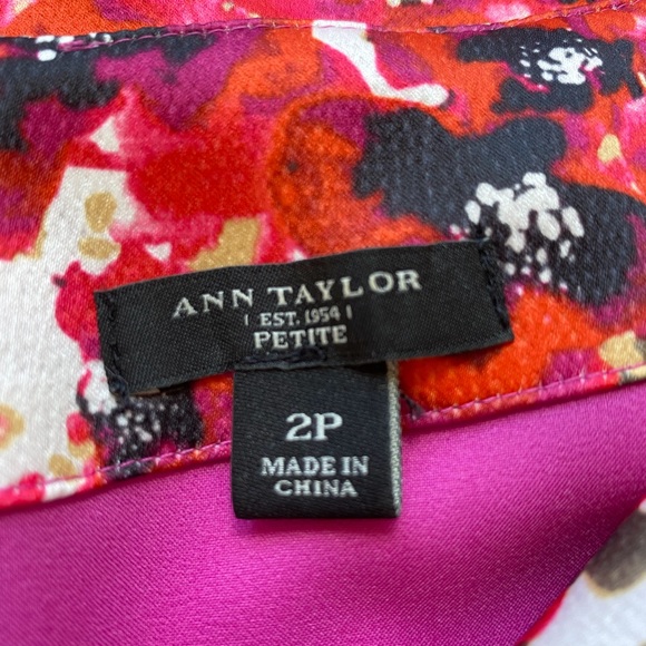 Ann Taylor Sleeveless Dress 2P Red/Black Floral - Picture 5 of 14